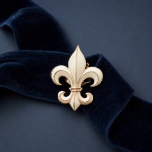 Broche Lys Velours — ivoire nacré et or champagne